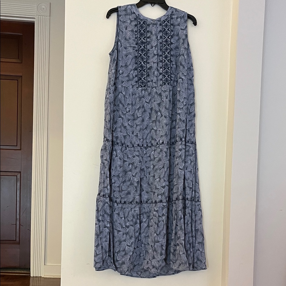 J. Jill Blue Patterned Sleeveless Maxi Dress – Petite Medium 💙👗✨